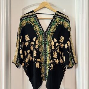 Rose & Olive Black and Green Floral Tunic